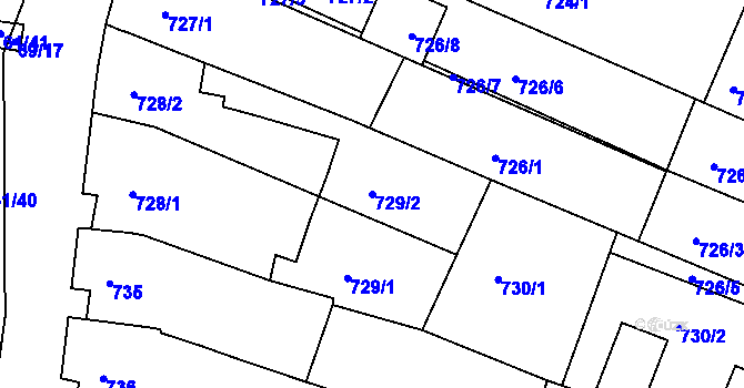 Parcela st. 729/2 v KÚ Mutěnice, Katastrální mapa