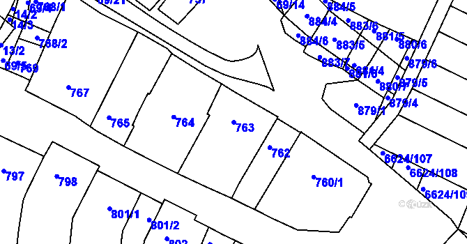 Parcela st. 763 v KÚ Mutěnice, Katastrální mapa