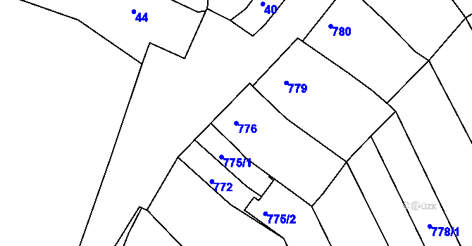Parcela st. 776 v KÚ Mutěnice, Katastrální mapa
