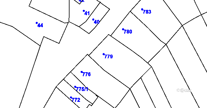 Parcela st. 779 v KÚ Mutěnice, Katastrální mapa