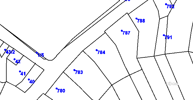 Parcela st. 784 v KÚ Mutěnice, Katastrální mapa