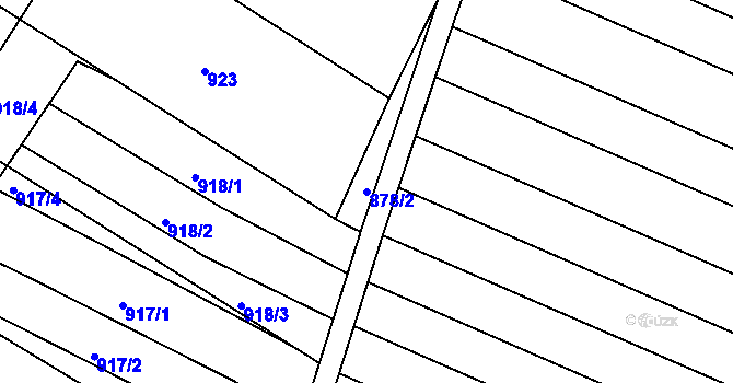 Parcela st. 878/2 v KÚ Mutěnice, Katastrální mapa