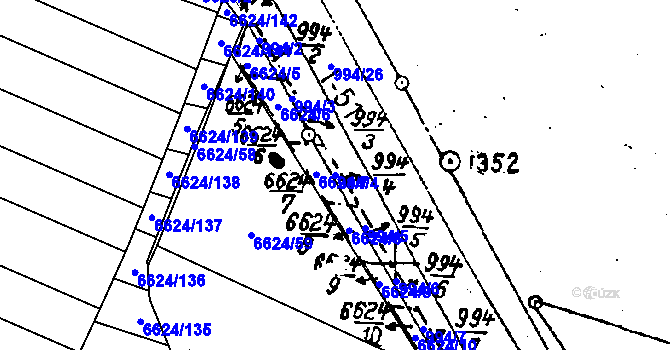 Parcela st. 994/4 v KÚ Mutěnice, Katastrální mapa