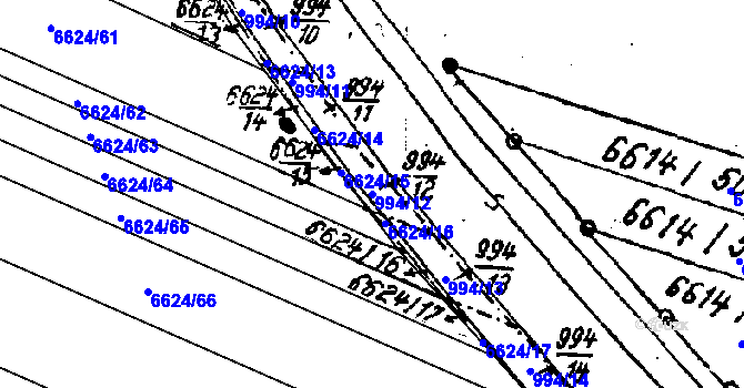 Parcela st. 994/12 v KÚ Mutěnice, Katastrální mapa