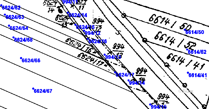 Parcela st. 994/13 v KÚ Mutěnice, Katastrální mapa