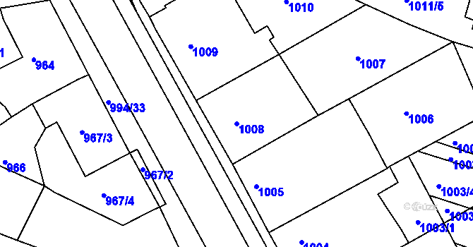 Parcela st. 1008 v KÚ Mutěnice, Katastrální mapa