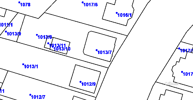 Parcela st. 1013/7 v KÚ Mutěnice, Katastrální mapa