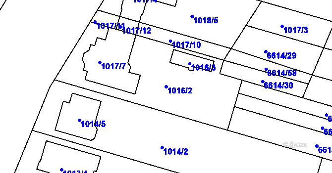 Parcela st. 1016/2 v KÚ Mutěnice, Katastrální mapa