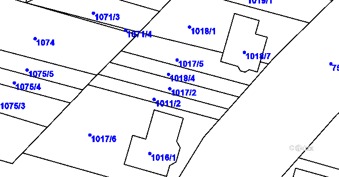 Parcela st. 1017/2 v KÚ Mutěnice, Katastrální mapa