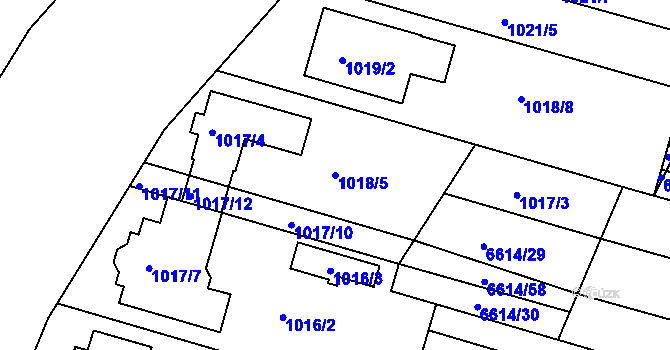 Parcela st. 1018/5 v KÚ Mutěnice, Katastrální mapa