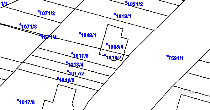 Parcela st. 1018/7 v KÚ Mutěnice, Katastrální mapa