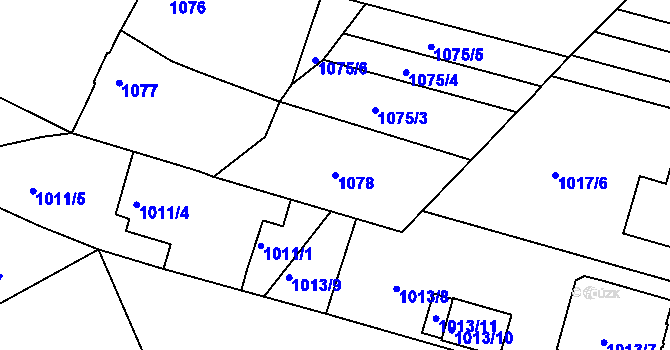Parcela st. 1078 v KÚ Mutěnice, Katastrální mapa