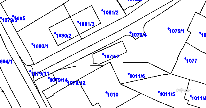 Parcela st. 1079/2 v KÚ Mutěnice, Katastrální mapa
