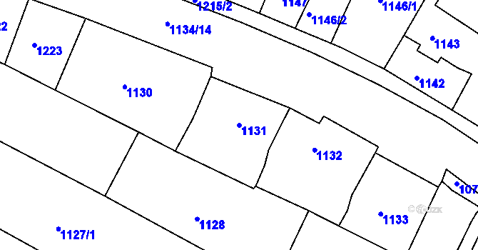 Parcela st. 1131 v KÚ Mutěnice, Katastrální mapa