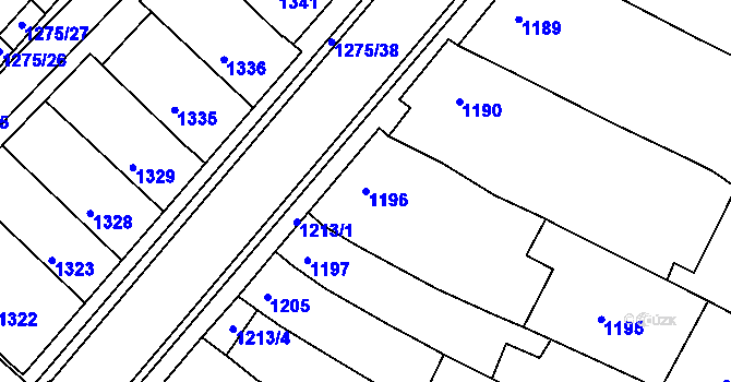Parcela st. 1196 v KÚ Mutěnice, Katastrální mapa