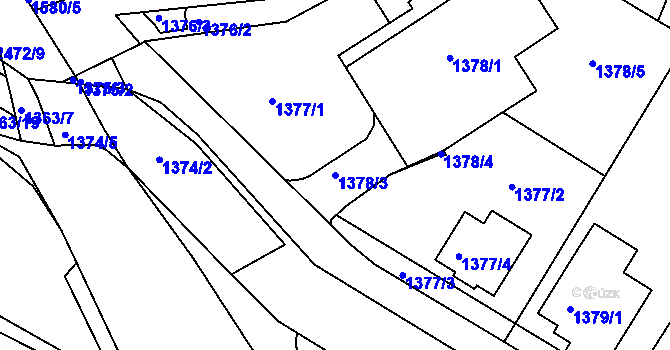 Parcela st. 1378/3 v KÚ Mutěnice, Katastrální mapa