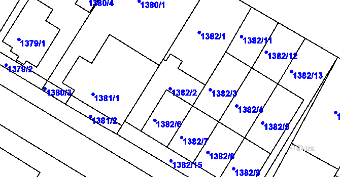 Parcela st. 1382/2 v KÚ Mutěnice, Katastrální mapa