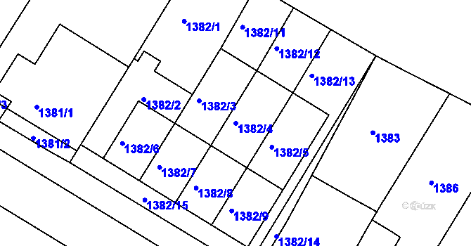 Parcela st. 1382/4 v KÚ Mutěnice, Katastrální mapa