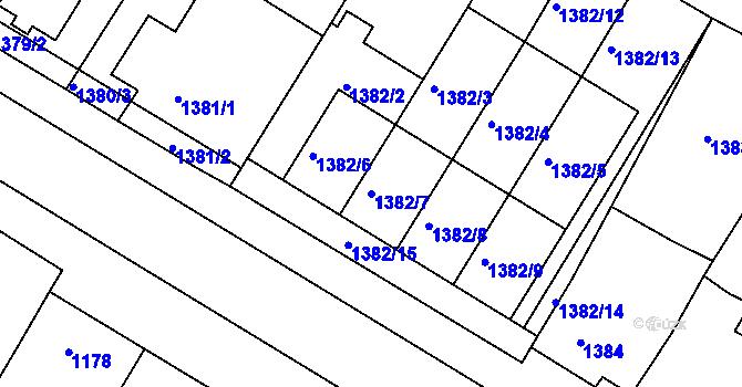 Parcela st. 1382/7 v KÚ Mutěnice, Katastrální mapa