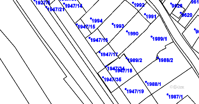 Parcela st. 1947/17 v KÚ Mutěnice, Katastrální mapa
