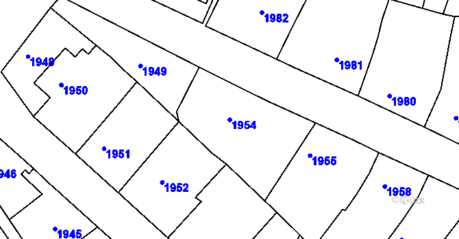 Parcela st. 1954 v KÚ Mutěnice, Katastrální mapa
