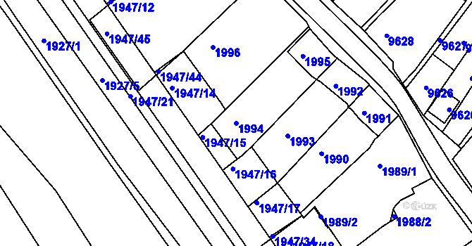 Parcela st. 1994 v KÚ Mutěnice, Katastrální mapa