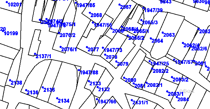Parcela st. 2078 v KÚ Mutěnice, Katastrální mapa