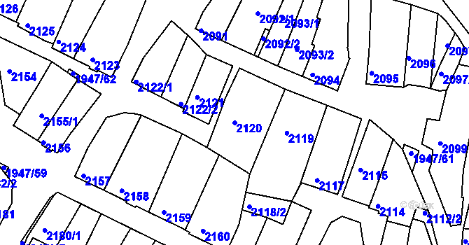 Parcela st. 2120 v KÚ Mutěnice, Katastrální mapa