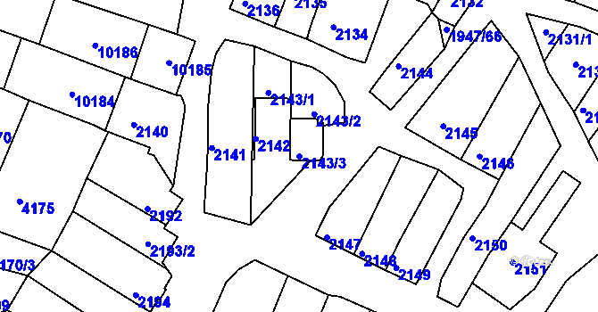 Parcela st. 2143/3 v KÚ Mutěnice, Katastrální mapa