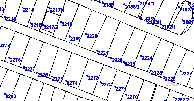 Parcela st. 2221 v KÚ Mutěnice, Katastrální mapa