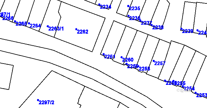 Parcela st. 2261 v KÚ Mutěnice, Katastrální mapa