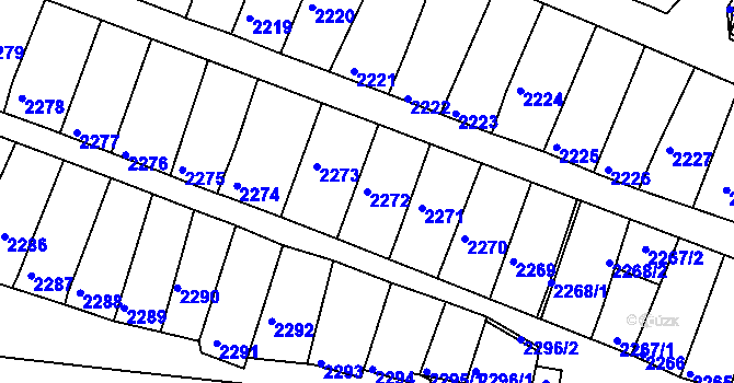 Parcela st. 2272 v KÚ Mutěnice, Katastrální mapa