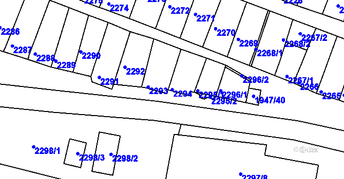 Parcela st. 2294 v KÚ Mutěnice, Katastrální mapa