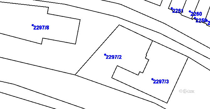 Parcela st. 2297/2 v KÚ Mutěnice, Katastrální mapa