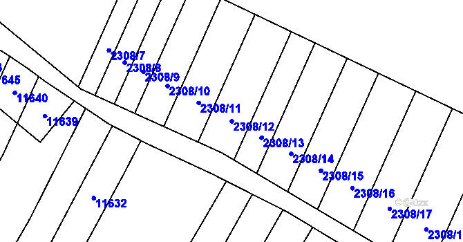 Parcela st. 2308/12 v KÚ Mutěnice, Katastrální mapa