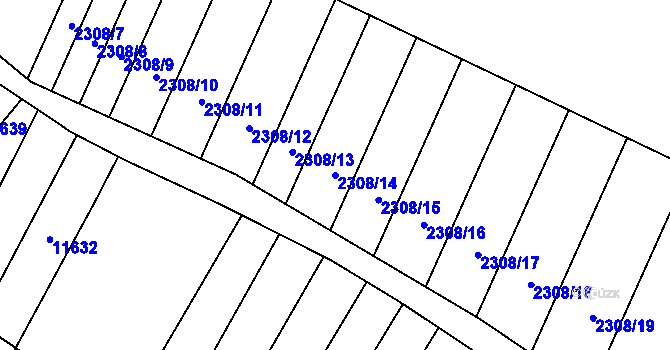 Parcela st. 2308/14 v KÚ Mutěnice, Katastrální mapa