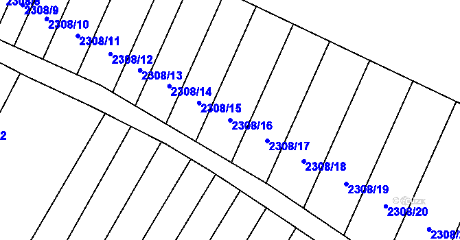 Parcela st. 2308/16 v KÚ Mutěnice, Katastrální mapa