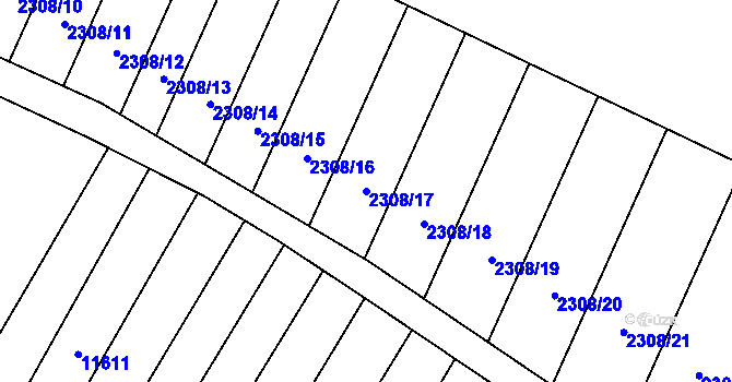 Parcela st. 2308/17 v KÚ Mutěnice, Katastrální mapa