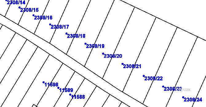 Parcela st. 2308/20 v KÚ Mutěnice, Katastrální mapa