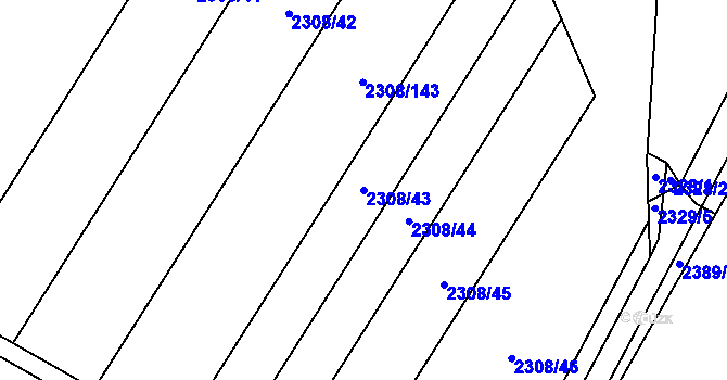 Parcela st. 2308/43 v KÚ Mutěnice, Katastrální mapa