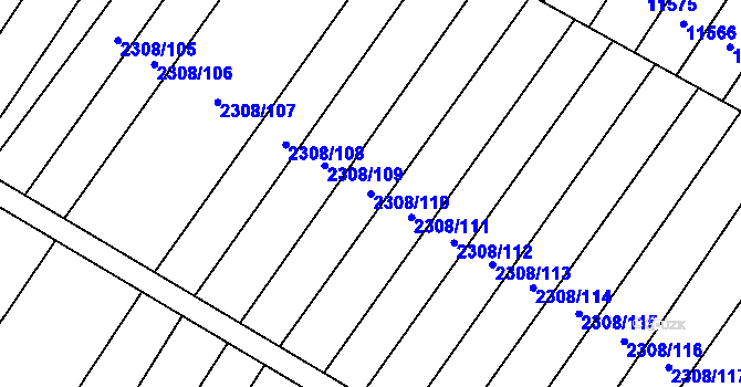 Parcela st. 2308/110 v KÚ Mutěnice, Katastrální mapa