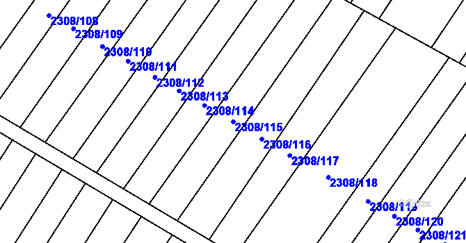 Parcela st. 2308/115 v KÚ Mutěnice, Katastrální mapa