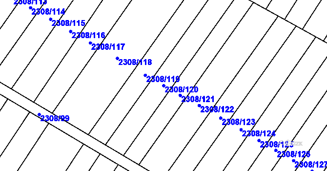 Parcela st. 2308/120 v KÚ Mutěnice, Katastrální mapa