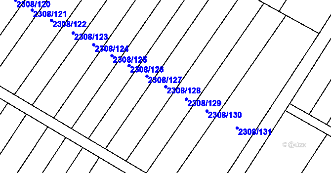 Parcela st. 2308/128 v KÚ Mutěnice, Katastrální mapa