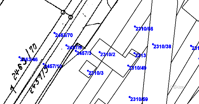 Parcela st. 2310/2 v KÚ Mutěnice, Katastrální mapa