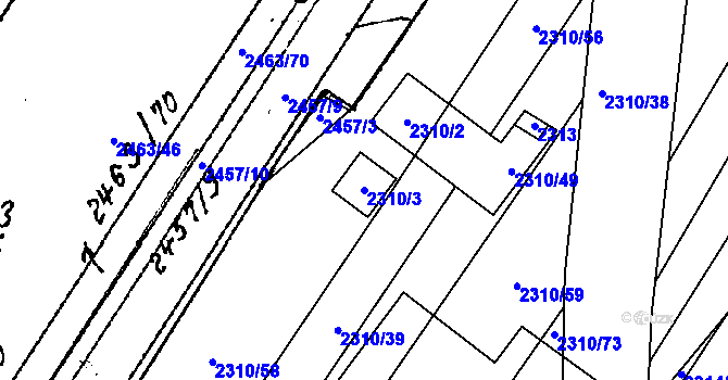 Parcela st. 2310/3 v KÚ Mutěnice, Katastrální mapa