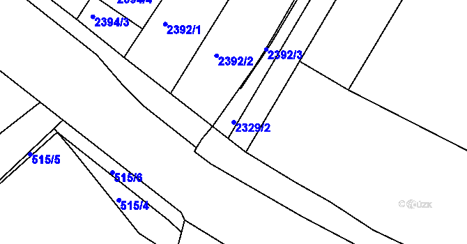 Parcela st. 2329/2 v KÚ Mutěnice, Katastrální mapa