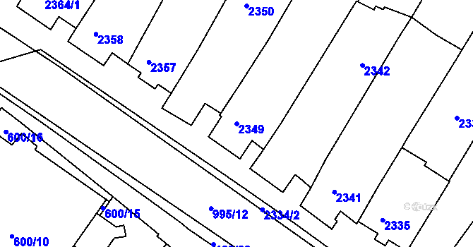 Parcela st. 2349 v KÚ Mutěnice, Katastrální mapa