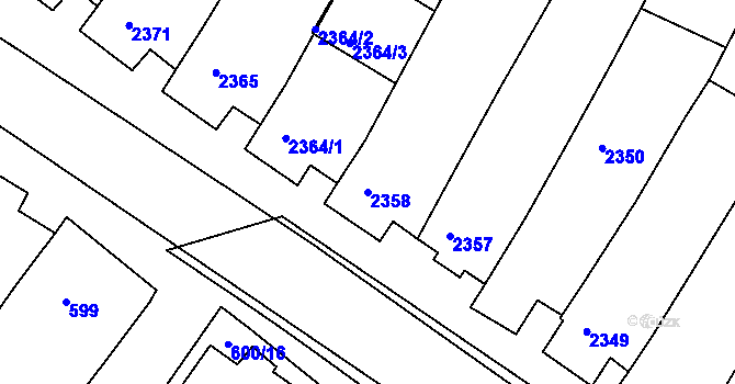 Parcela st. 2358 v KÚ Mutěnice, Katastrální mapa