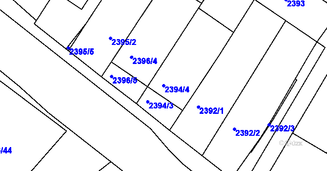 Parcela st. 2394/4 v KÚ Mutěnice, Katastrální mapa